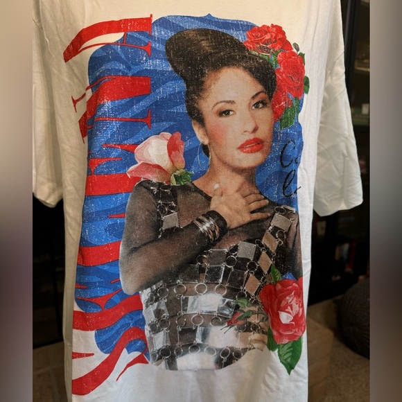 NEW SELENA Como La Flor 90s Style White T-Shirt - XXL - Picture 3 of 9